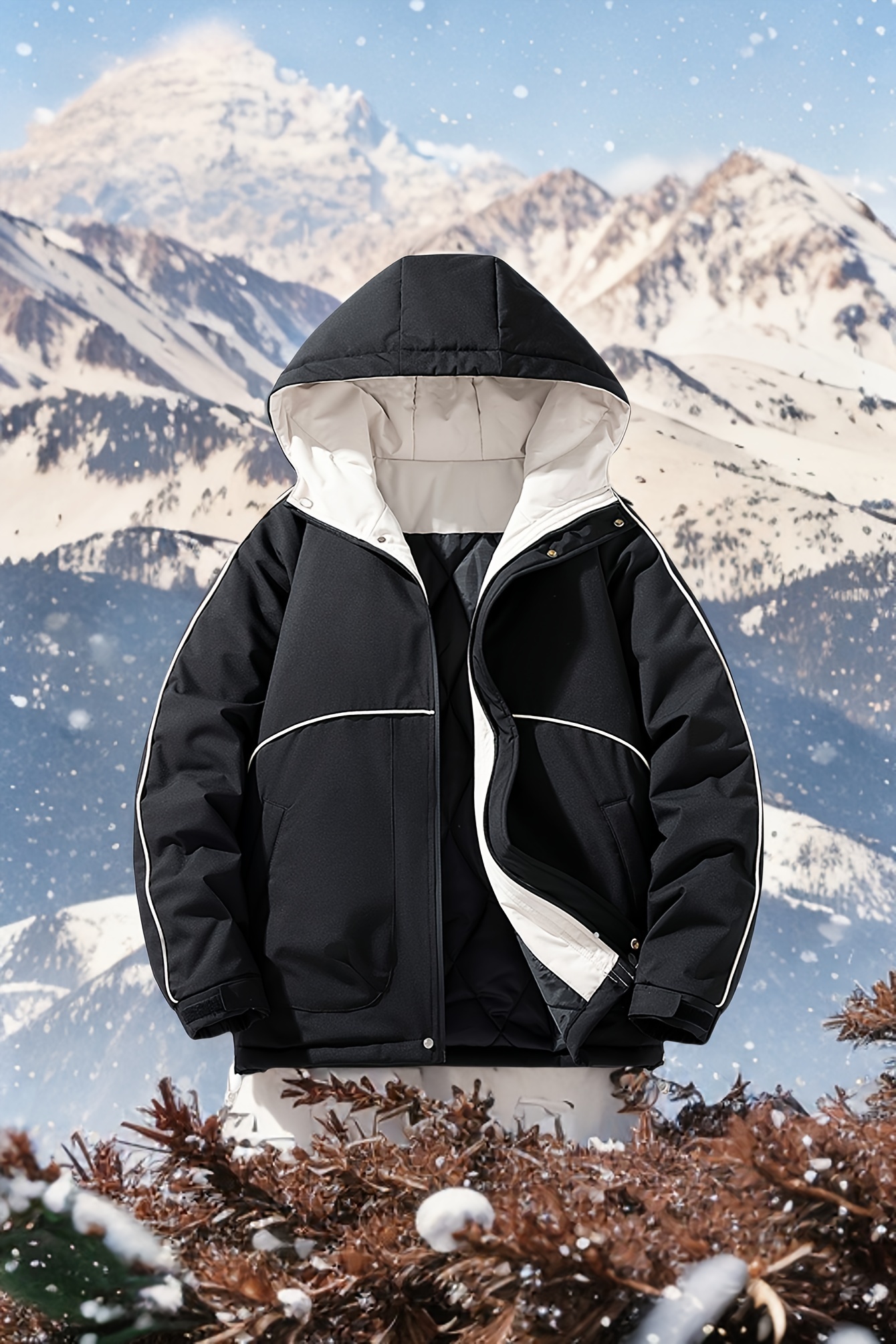 plus size womens hooded fleece jacket non stretch solid color long sleeve regular length with pockets woven fabric outerwear with polyester for winter details 0