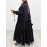 Flattering Plus Size Solid Color Maxi Dress - Refined Collar, Flowy Ruffle Hem, Long Sleeve Design - Perfect for Spring & Fall - Comfortable, Stylish Womens Wear for All Occasions