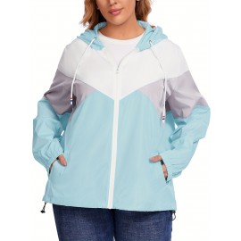 Plus Size Raincoat, Women Water Resistant Rain Jacket, Packable, Outdoor Hooded Windbreaker For Women Plus Size Raincoat, Women Water Resistant Rain Jacket, Packable, Outdoor Hooded Windbreaker For Women