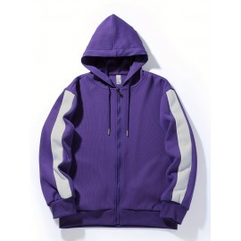 Chic Plus Size Women's Hooded Jacket - Color Block, Zip-Up Outdoor Coat With Drawstring & Pockets For Fall/Winter Chic Plus Size Women's Hooded Jacket - Color Block, Zip-Up Outdoor Coat With Drawstring & Pockets For Fall/Winter