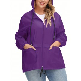 Plus Size Raincoat Women Water Resistant Rain Jacket Packable Outdoor Hooded Windbreaker Plus Size Raincoat Women Water Resistant Rain Jacket Packable Outdoor Hooded Windbreaker