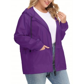 Plus Size Raincoat Women Water Resistant Rain Jacket Packable Outdoor Hooded Windbreaker Plus Size Raincoat Women Water Resistant Rain Jacket Packable Outdoor Hooded Windbreaker