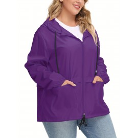 Plus Size Raincoat Women Water Resistant Rain Jacket Packable Outdoor Hooded Windbreaker Plus Size Raincoat Women Water Resistant Rain Jacket Packable Outdoor Hooded Windbreaker