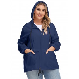 Plus Size Raincoat Women Water Resistant Rain Jacket Packable Outdoor Hooded Windbreaker Plus Size Raincoat Women Water Resistant Rain Jacket Packable Outdoor Hooded Windbreaker