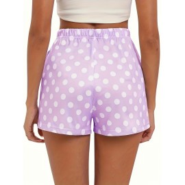 Lace Up Polka Dot Print Shorts, Casual Loose Shorts For Spring & Summer, Women's Clothing Lace Up Polka Dot Print Shorts, Casual Loose Shorts For Spring & Summer, Women's Clothing