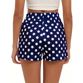 Lace Up Polka Dot Print Shorts, Casual Loose Shorts For Spring & Summer, Women's Clothing Lace Up Polka Dot Print Shorts, Casual Loose Shorts For Spring & Summer, Women's Clothing