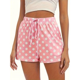 Lace Up Polka Dot Print Shorts, Casual Loose Shorts For Spring & Summer, Women's Clothing Lace Up Polka Dot Print Shorts, Casual Loose Shorts For Spring & Summer, Women's Clothing