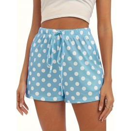 Lace Up Polka Dot Print Shorts, Casual Loose Shorts For Spring & Summer, Women's Clothing Lace Up Polka Dot Print Shorts, Casual Loose Shorts For Spring & Summer, Women's Clothing