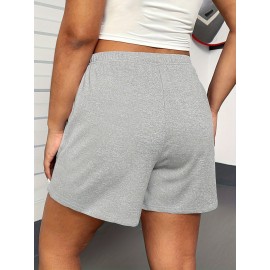Solid Color Drawstring Shorts, Vacation Loose Shorts For Spring & Summer, Women's Clothing Solid Color Drawstring Shorts, Vacation Loose Shorts For Spring & Summer, Women's Clothing