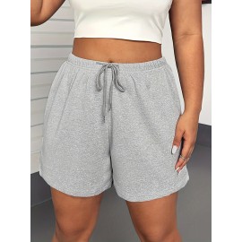 Solid Color Drawstring Shorts, Vacation Loose Shorts For Spring & Summer, Women's Clothing Solid Color Drawstring Shorts, Vacation Loose Shorts For Spring & Summer, Women's Clothing